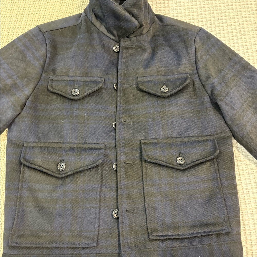 Men's Blue Plaid Sherpa Jacket